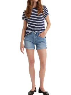 Short denim 501® en coton bleu uni court à coupe slim et à taille mi-haute