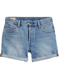 Short denim 501® en coton bleu uni court à coupe slim et à taille mi-haute