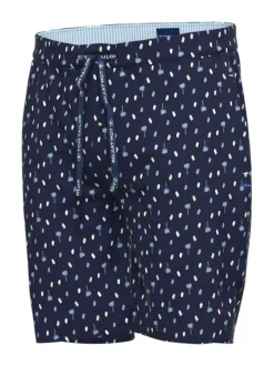 Short de pyjama en coton à imprimé ciel sur fond marine, taille élastiquée