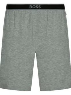 Short de pyjama gris uni coupe droite fluide avec taille élastiquée