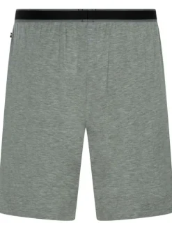 Short de pyjama gris uni coupe droite fluide avec taille élastiquée