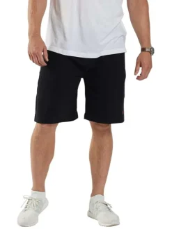 Short de survêtement noir en coton avec une taille élastiquée