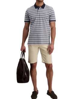 Short en coton beige uni avec une coupe ajustée et des poches italiennes