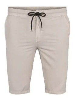 Short en coton beige uni avec une coupe chino et une taille élastiquée