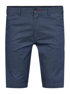 Short en coton bleu uni à coupe chino et une fermeture zippée boutonnée