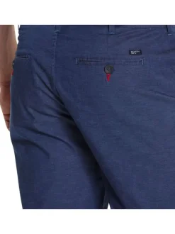 Short en coton bleu uni à coupe chino et une fermeture zippée boutonnée