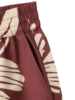 Short en coton bordeaux à motifs pourvu d'une taille élastiquée