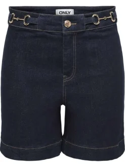 Short en coton brut uni pourvu d'une coupe droite et d'une taille intermédiaire