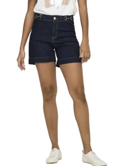 Short en coton brut uni pourvu d'une coupe droite et d'une taille intermédiaire