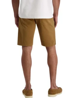 Short en coton camel uni avec une coupe ajustée et des poches italiennes