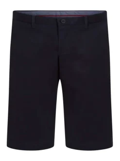 Short en coton marine uni avec une coupe chino et des poches latérales