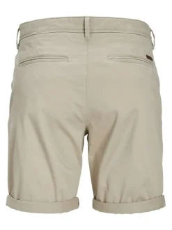 Short en coton mélangé beige uni avec coupe regular fit et chino