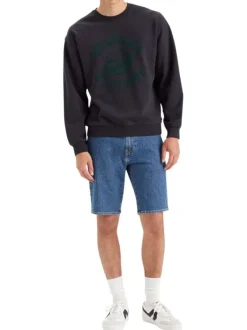 Short 405 en coton mélangé bleu délavé avec une coupe longue et 5 poches