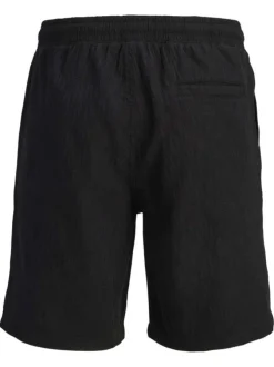 Short en coton noir pourvu d'une taille élastiquée avec cordon de serrage