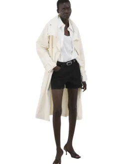 Short en coton noir uni pourvu de passants pour la ceinture