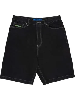 Short en coton noir uni pourvu d'une coupe baggy et de multiples poches