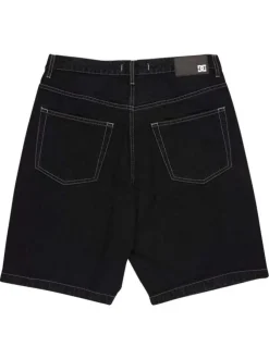 Short en coton noir uni pourvu d'une coupe baggy et de multiples poches