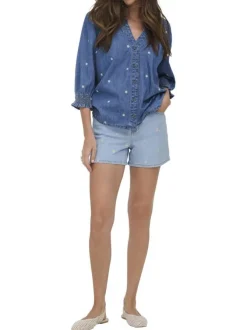 Short en coton stone uni pourvu d'une coupe droite et de multiples poches