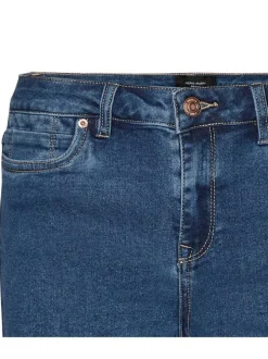 Short indigo en jean avec une coupe droite et une taille intermédiaire