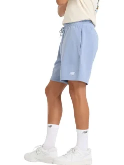 Short Jogging bleu uni à coupe droite avec 3 poches et logo blanc