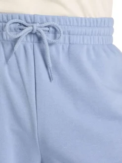 Short Jogging bleu uni à coupe droite avec 3 poches et logo blanc