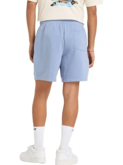 Short Jogging bleu uni à coupe droite avec 3 poches et logo blanc