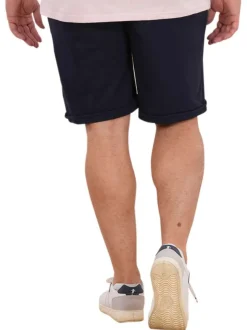Short jogging en coton biologique mélangé marine uni pourvu d'une coupe droite