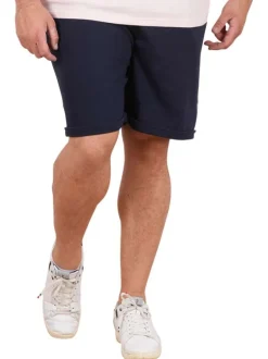 Short jogging en coton biologique mélangé marine uni pourvu d'une coupe droite