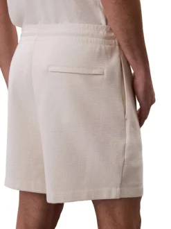 Short jogging en coton écru uni avec une coupe droite et une taille élastiquée