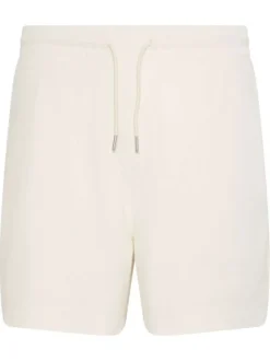 Short jogging en coton écru uni avec une coupe droite et une taille élastiquée