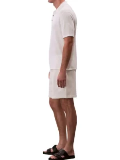 Short jogging en coton écru uni avec une coupe droite et une taille élastiquée