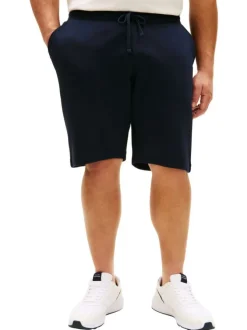 Short jogging en coton marine uni avec cordons de serrage à la taille