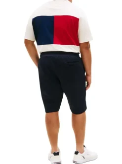 Short jogging en coton marine uni avec cordons de serrage à la taille