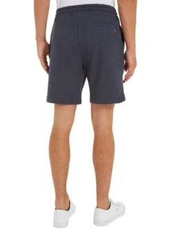 Short jogging en coton marine uni avec une coupe droite et nom floqué