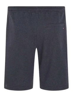 Short jogging en coton marine uni avec une coupe droite et nom floqué