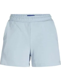 Short jogging en coton mélangé bleu ciel uni avec une coupe regular fit