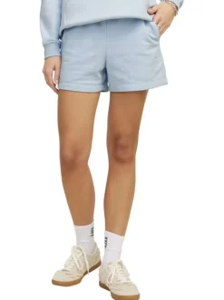 Short jogging en coton mélangé bleu ciel uni avec une coupe regular fit