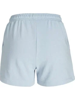 Short jogging en coton mélangé bleu ciel uni avec une coupe regular fit