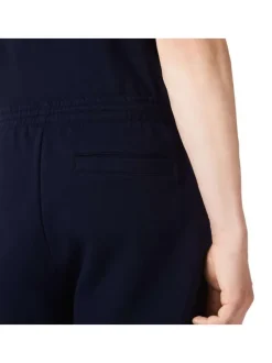 Short Jogging en coton mélangé marine uni coupe droite avec poche arrière