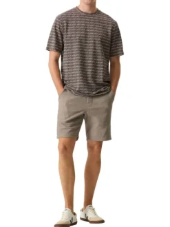 Short jogging en coton mélangé taupe uni avec une coupe droite