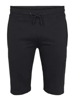 Short Jogging en coton noir uni en éponge non brossé