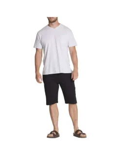 Short Jogging en coton noir uni en éponge non brossé