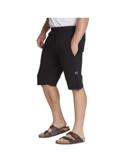 Short Jogging en coton noir uni en éponge non brossé
