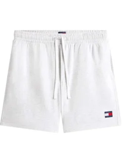 Short Jogging gris uni en maille gaufrée avec une taille élastiquée