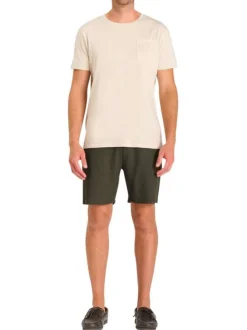 Short jogging kaki uni coupe droite et une taille élastiquée