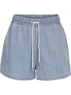 Short Jogging Katri Nw Elastic Stripe en coton bleu rayé à coupe courte