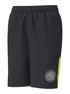 Short Jogging noir fantaisie avec une coupe droite et logo de la marque réfléchissant
