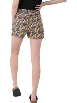 Short multicolore avec un imprimé floral intégral et une coupe courte
