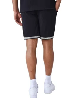 Short noir uni à coupe regular fit avec des liserés sur le bas