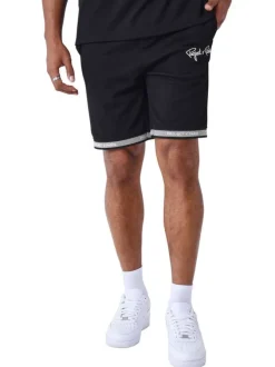 Short noir uni à coupe regular fit avec des liserés sur le bas